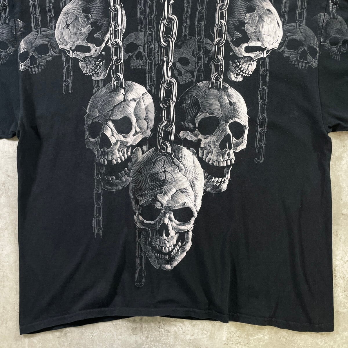 【古着】アメリカ古着llica スカル グレー Tシャツ L 古着 90s USA製 Lalo Lopez 「CHICANO SECRET SERVICE」 風刺 スカル