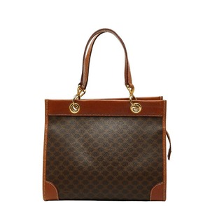セリーヌ マカダム ハンドバッグ ブラウン PVC レザー レディース CELINE 【中古】