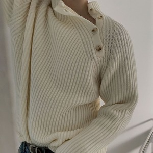 ハーフタートルボタンルーズニット　MT0080326