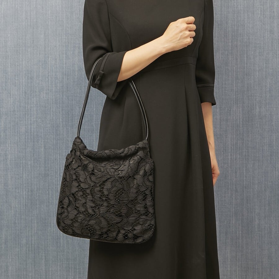 美品❗️アシーナニューヨーク☆かごバッグ ブラックレース ブラック