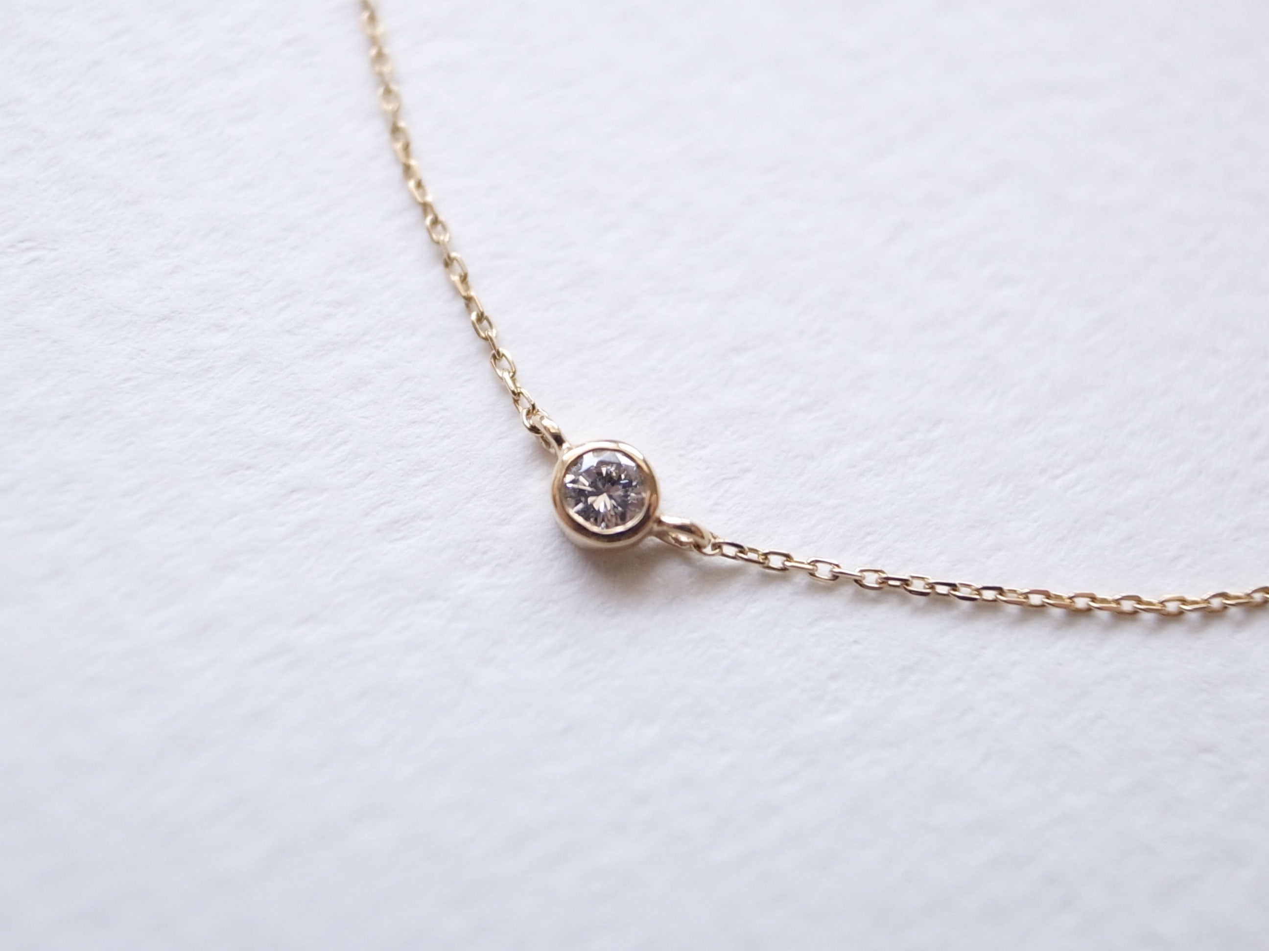 K18YG Diamond/2.5round grain necklace niruc 18金 K18 フィルド シンプル ピンクゴールド 一粒ダイヤ ネックレス