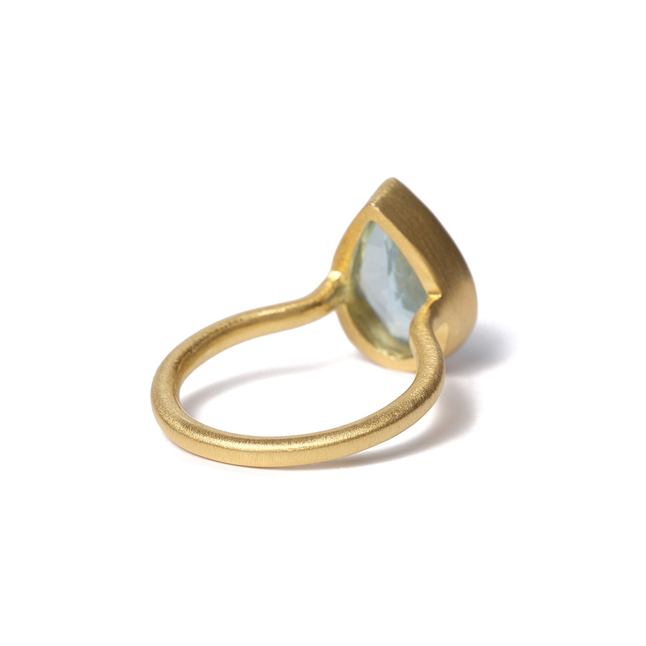 S925 SINGLE STONE MATT RING -AQUAMARINE-