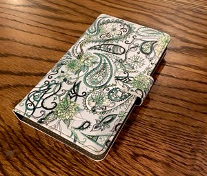 アンドロイド対応 スマホカバー 「グリーンペイズリー」