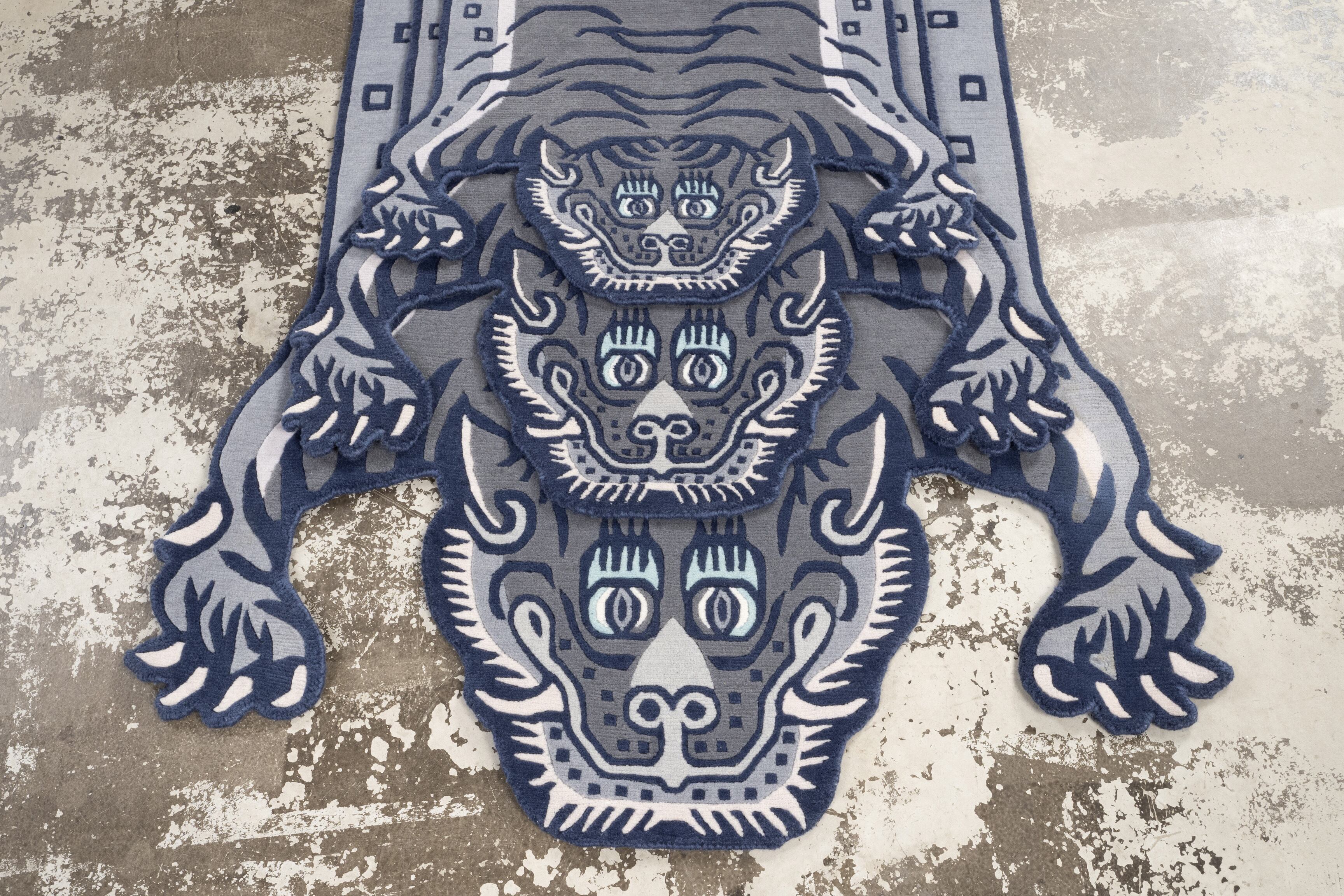 Tibetan Tiger Rug 《Mサイズ•ウール・オリジナル3・アッシュグレー290