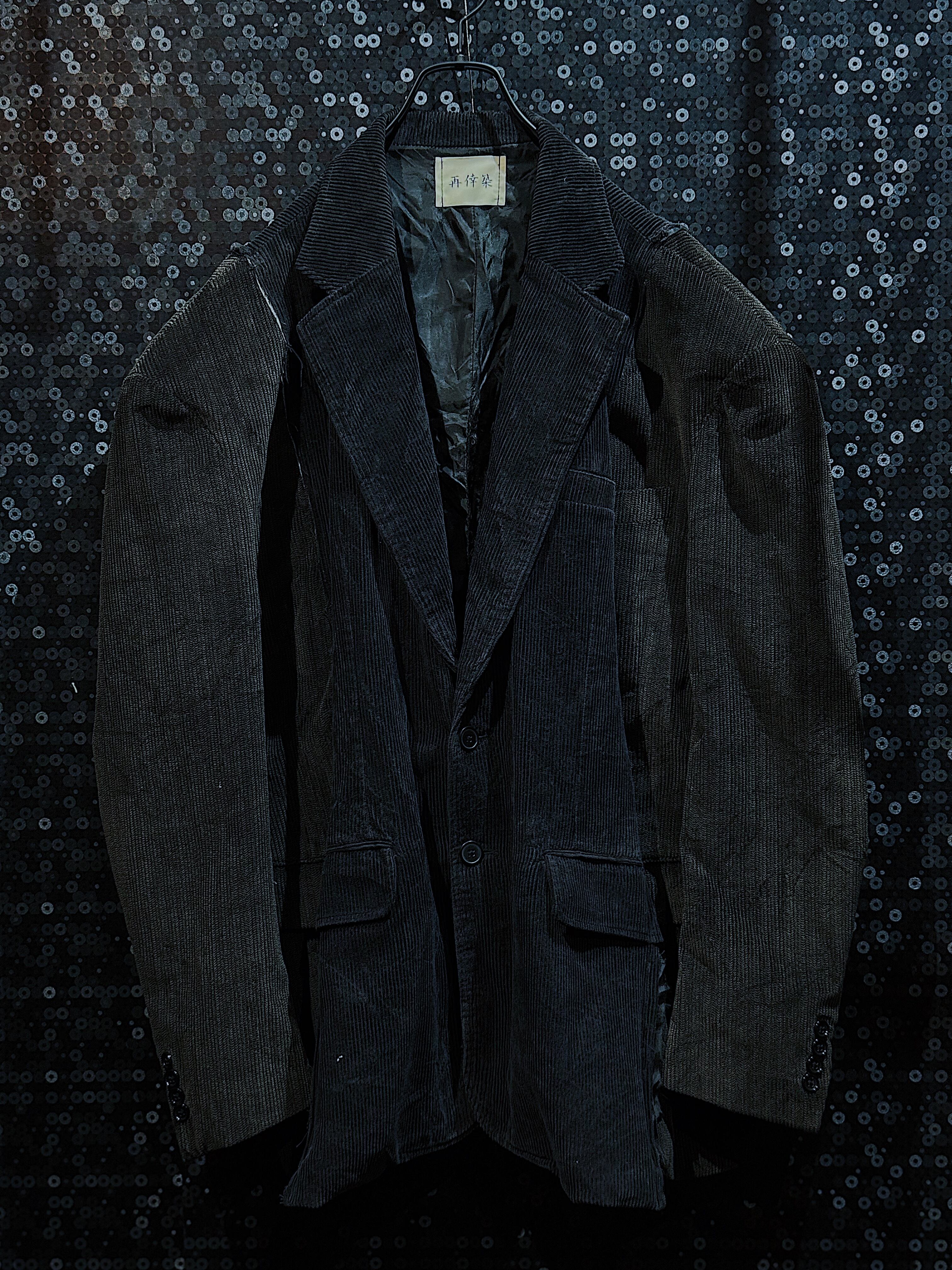 "再倖築"vintage two diferent corduroy docking tailored jacket