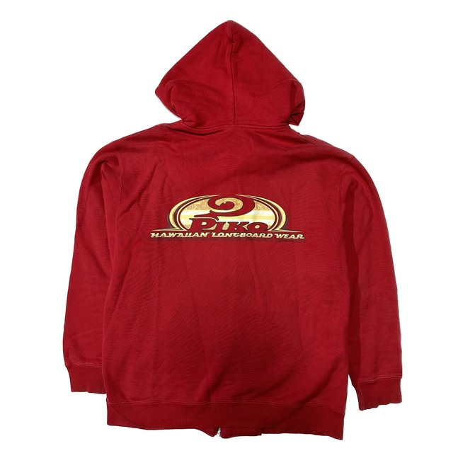 “PIKO” red zip-up hoodie
