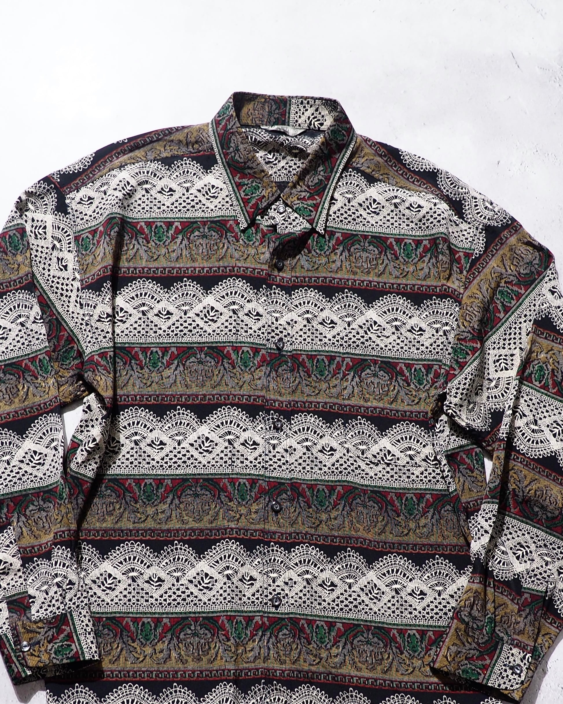 1990s Black mode Geometric pattern Drape loose vintage shirt