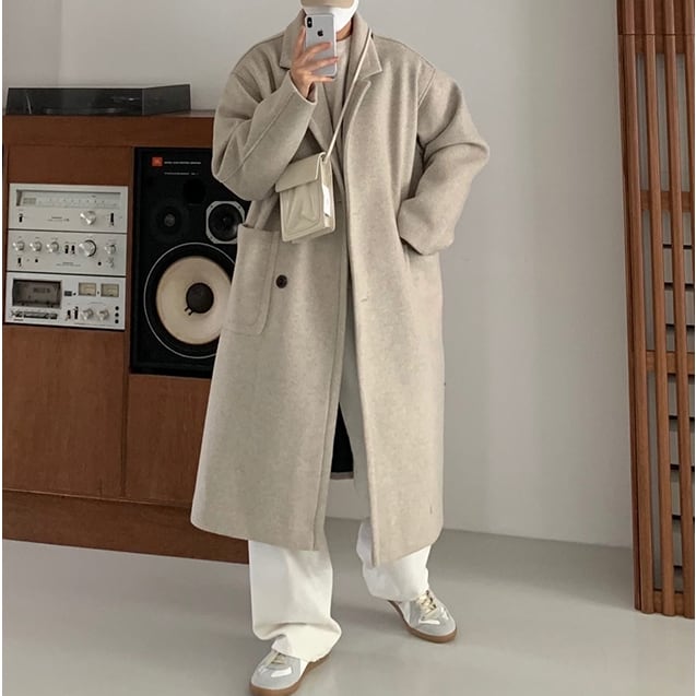 予約販売】コート ロング丈 メンズ ベージュ シンプル 男前 シック