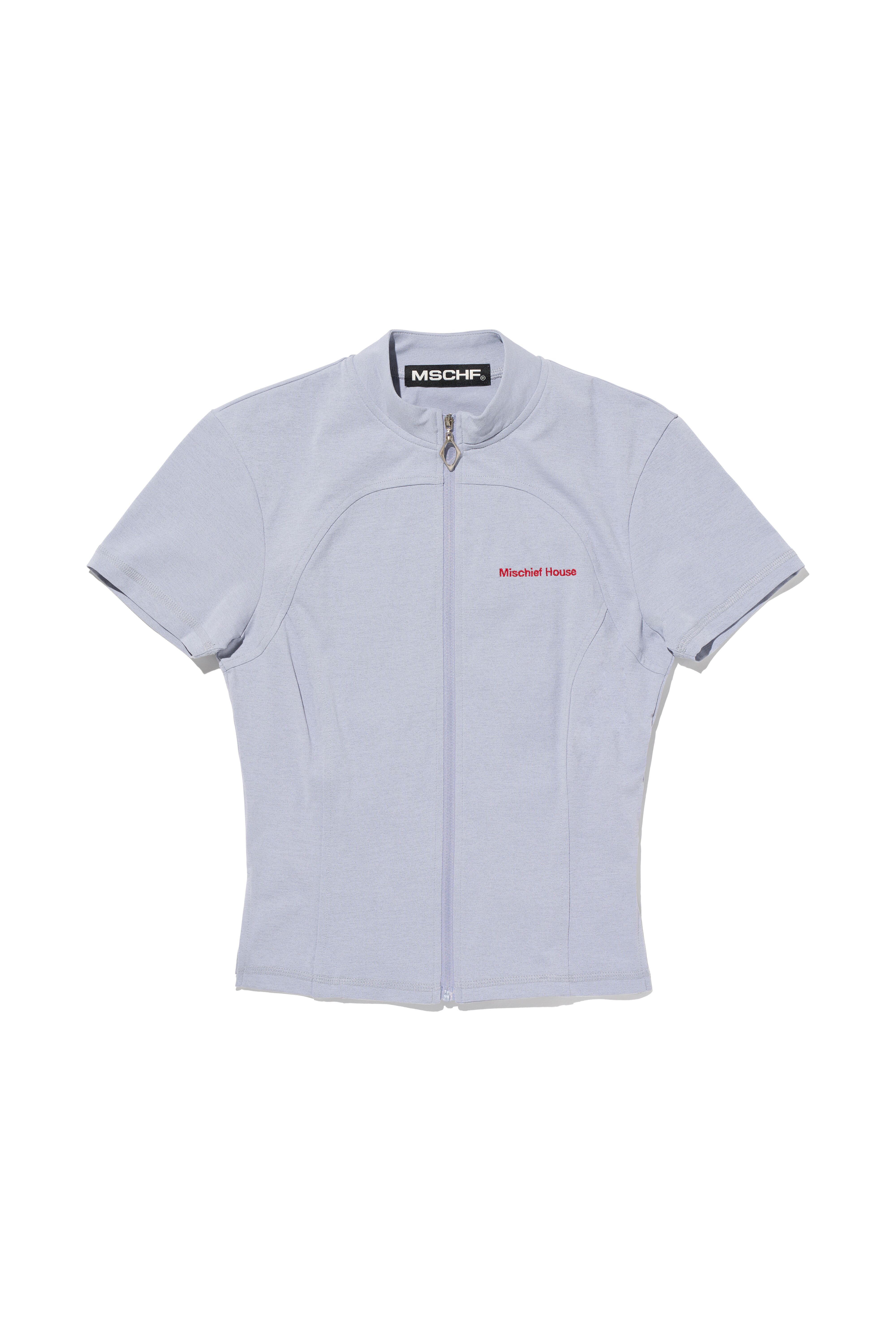 MSCHF] MOCK NECK ZIP UP SHORT SLEEVE_GREYISH BLUE ミスチーフ 正規