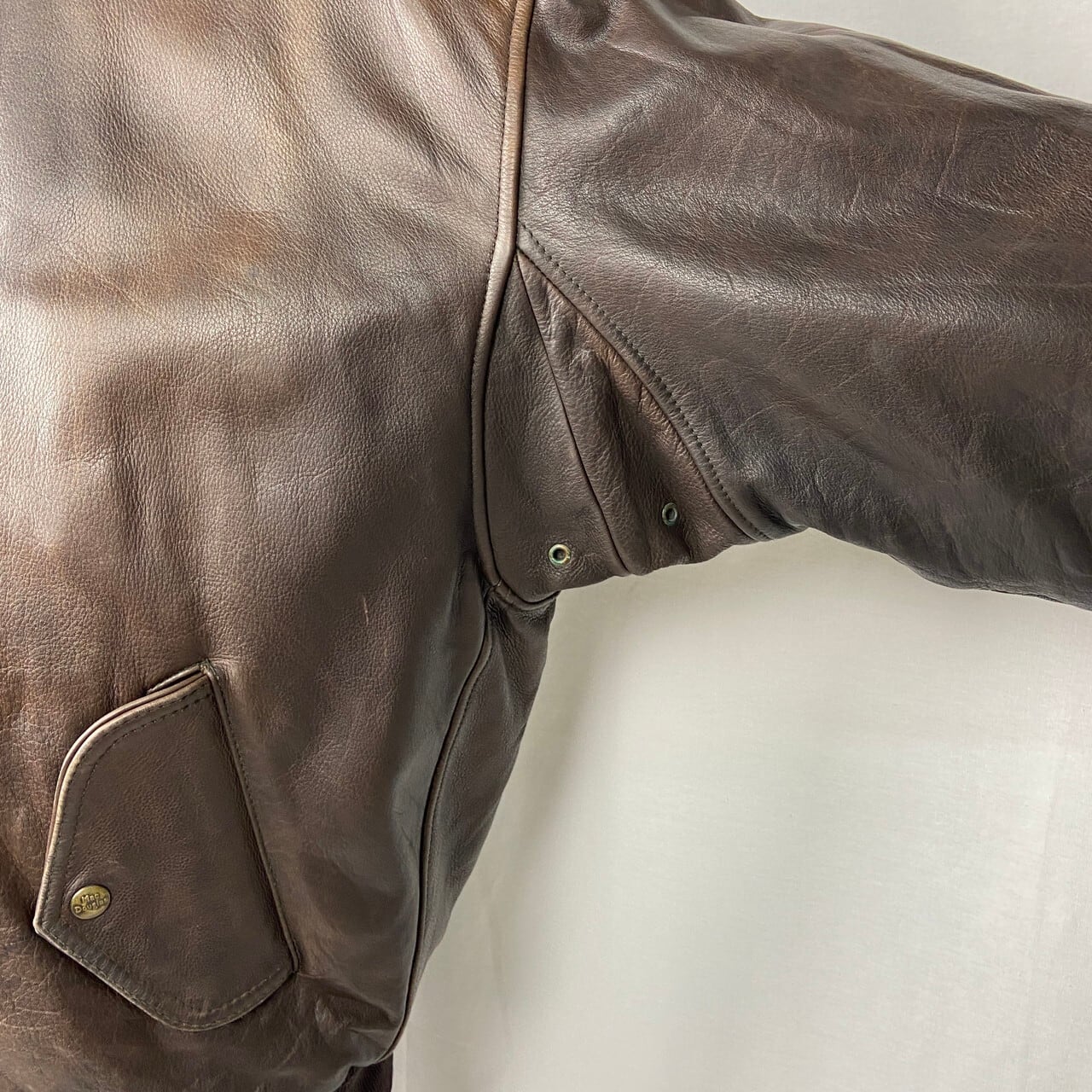 80s レザージャケット 短丈 ブラウン 本革 牛革 古着 アメカジ 古着革ジャン