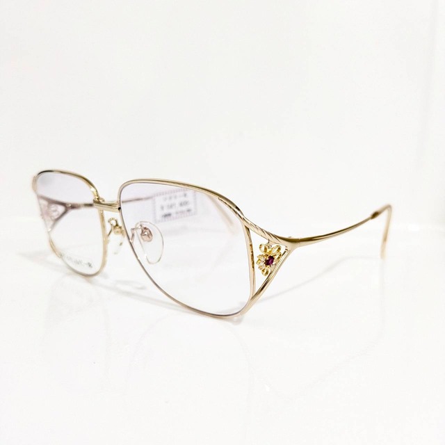 【HOYA】ウエリントンメタルフレーム　ゴールド　宝石ダイヤ・ルビー