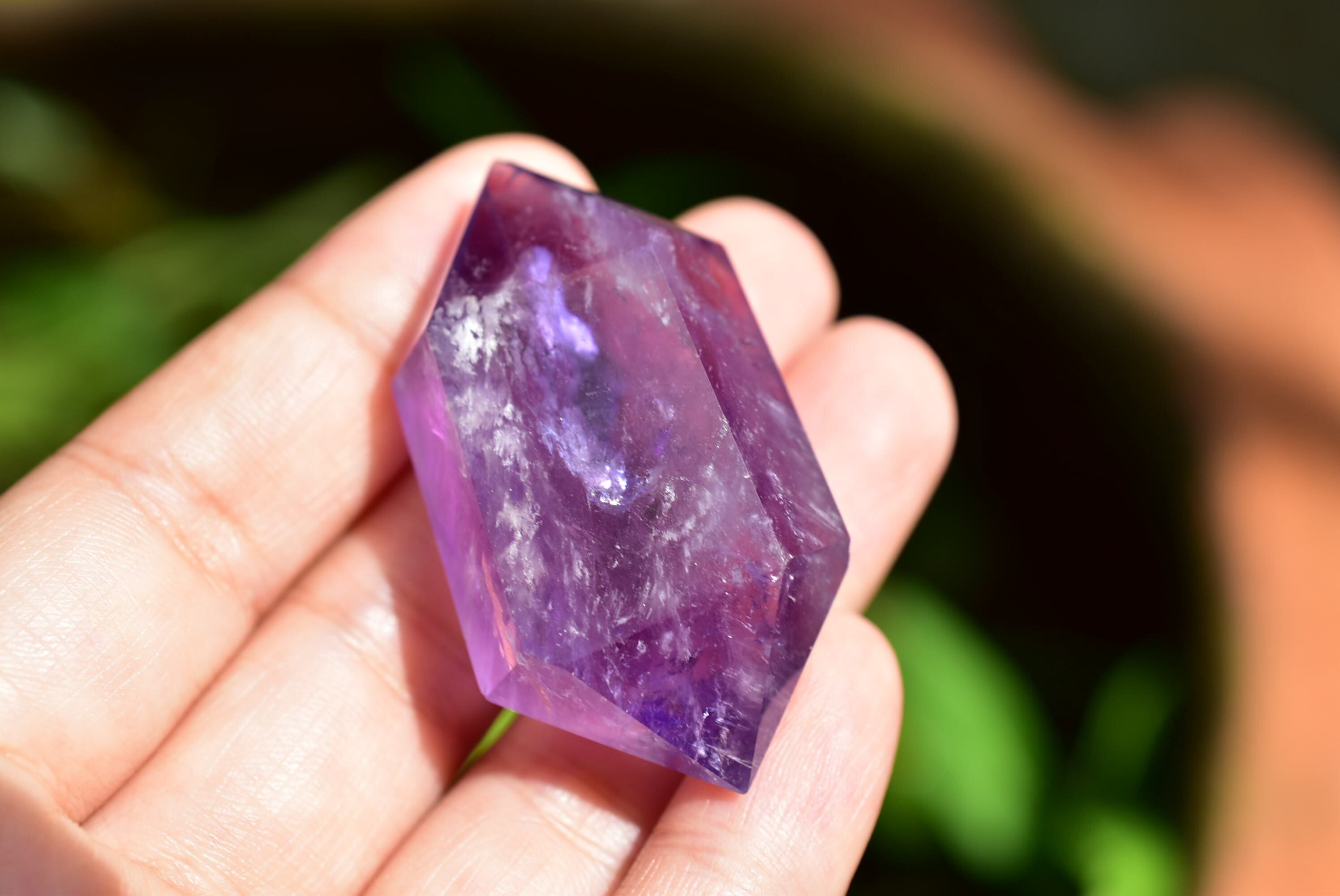 虹入りアメジスト ダブルポイント ame020 | Funky garuda Stone