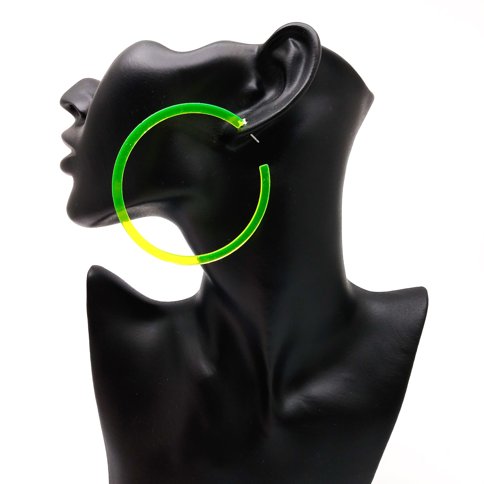 クリアフープピアス ネオンイエロー 蛍光 ネオンカラー ダンス クラブ イベント フェス 目立つ カラフル 軽い