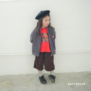 【Butter cup】ビッグベアスウェット 80〜110cm レッド 241020