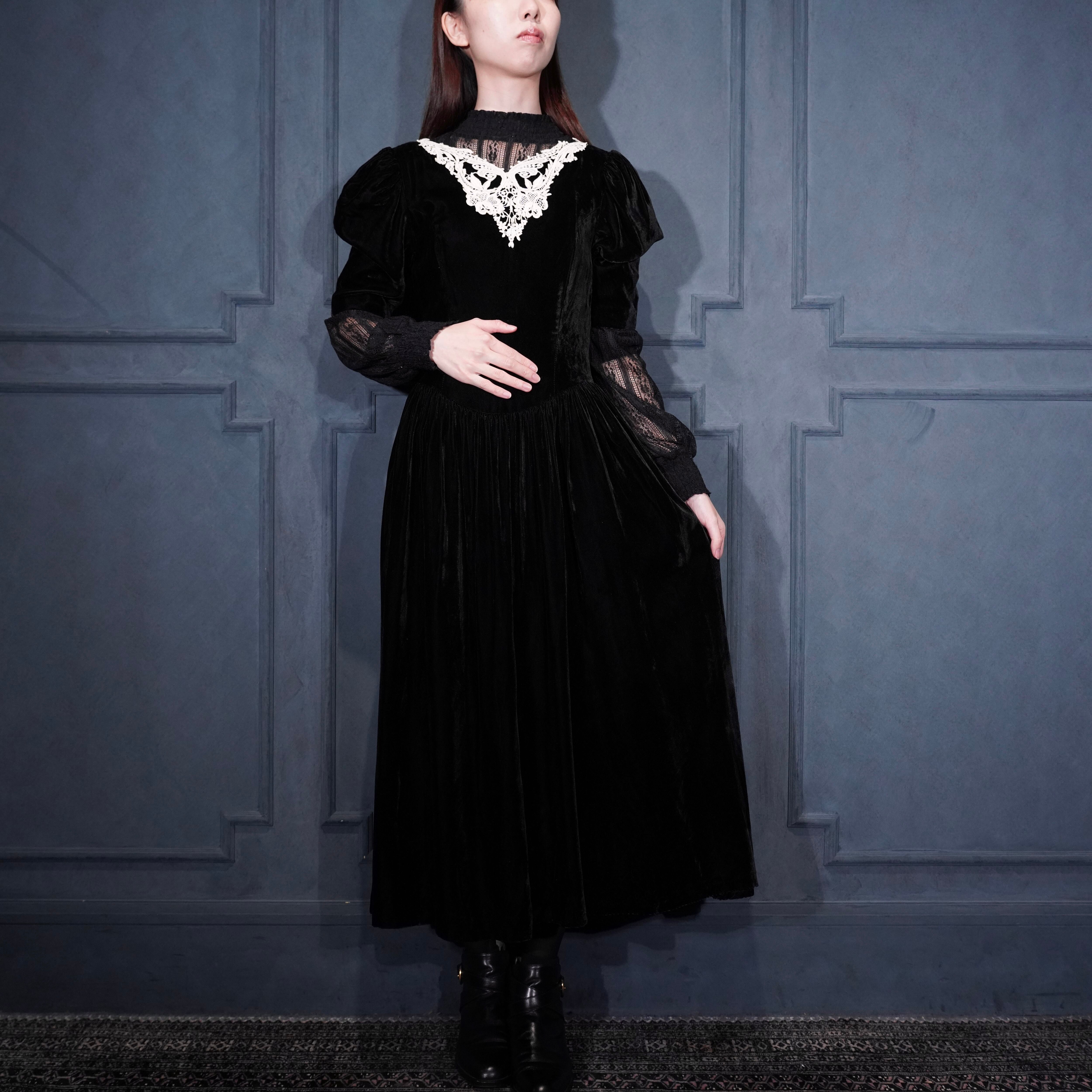 GUNNE SAX ベロアワンピース XS SPECIAL ITEM* USA VINTAGE GUNNE SAX By JESSICA McCLINTOCK LACE