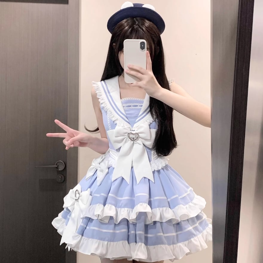 楽天市場】セーラー ワンピース ロリータ ワンピース マリン風