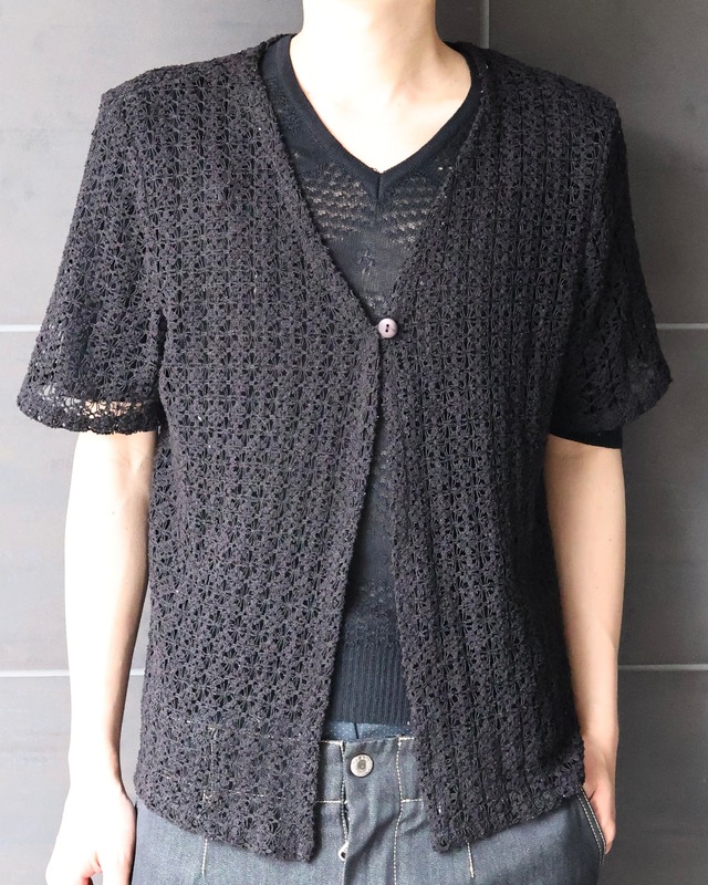 lace v-neck half sleeve cardigan