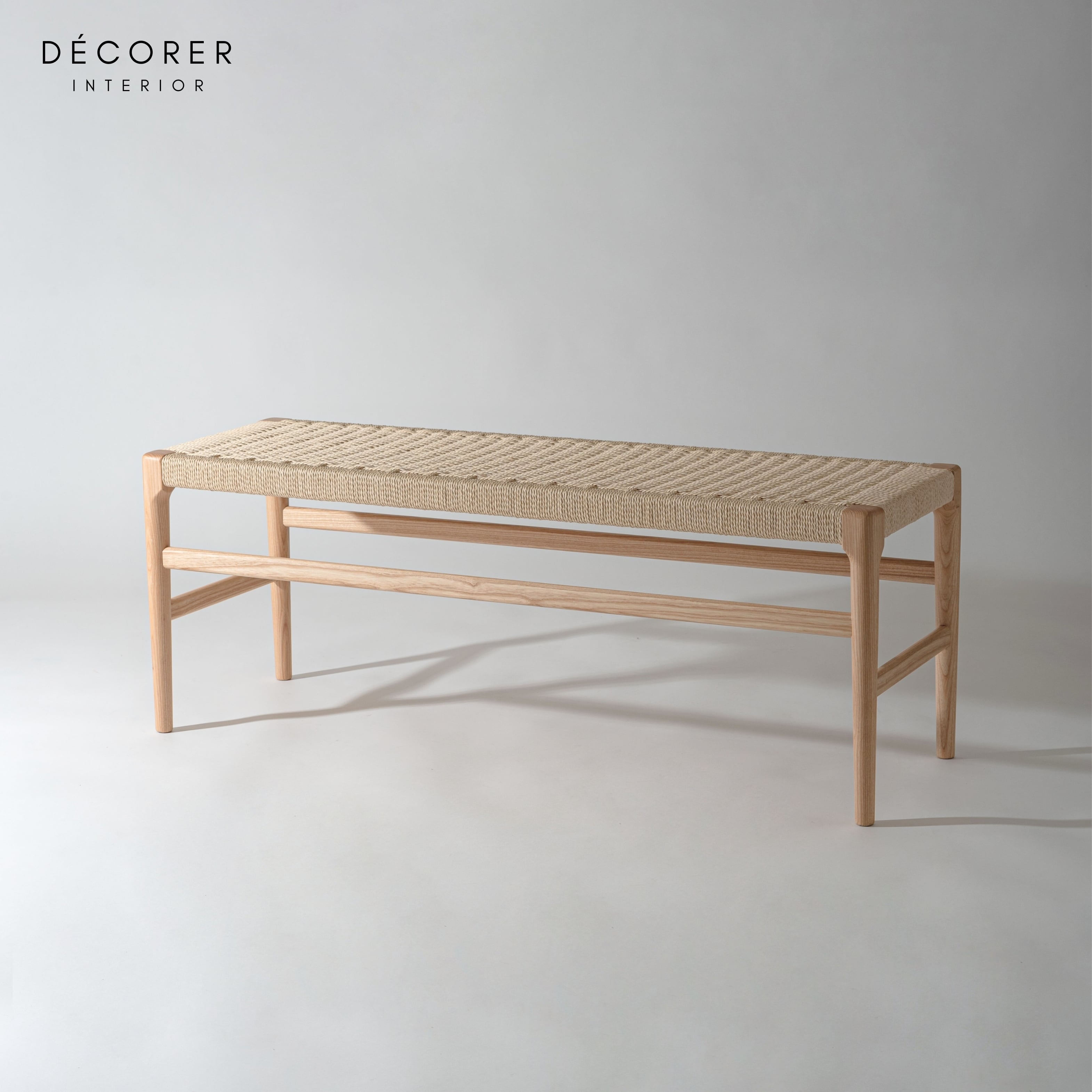 Paper cord bench No.69 / ペーパーコードベンチ 【1脚入 : 2色】 オーク 北欧 スタイル 木製 無垢 おしゃれ ジャパンディ ナチュラル モダン 手編み 椅子 デスク リビング オフィス チェア ダイニングチェア 【送料込み】