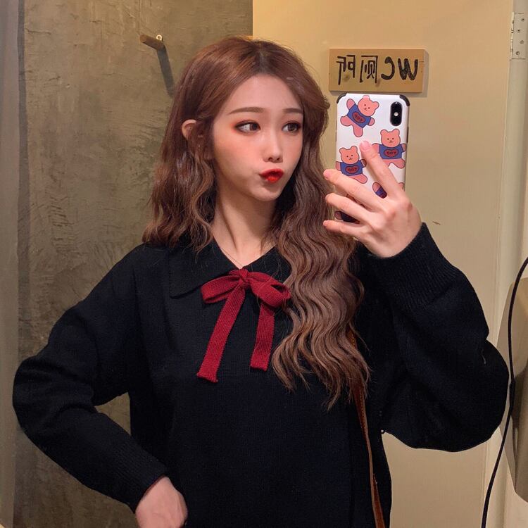 スタイルスタンダードセーター スプリングルーズ薄手レッド レトロ 春物 萌量不足45327655510