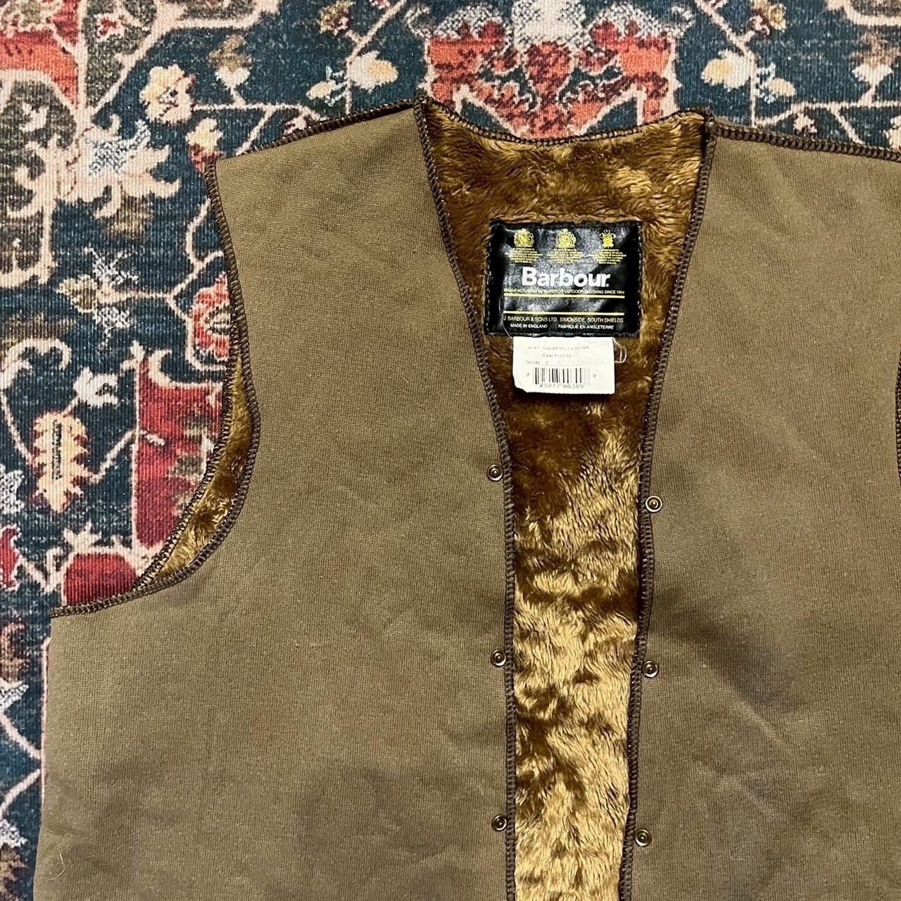 90年代 英国製 Barbour バブアー パイルライナーベスト ボアベスト