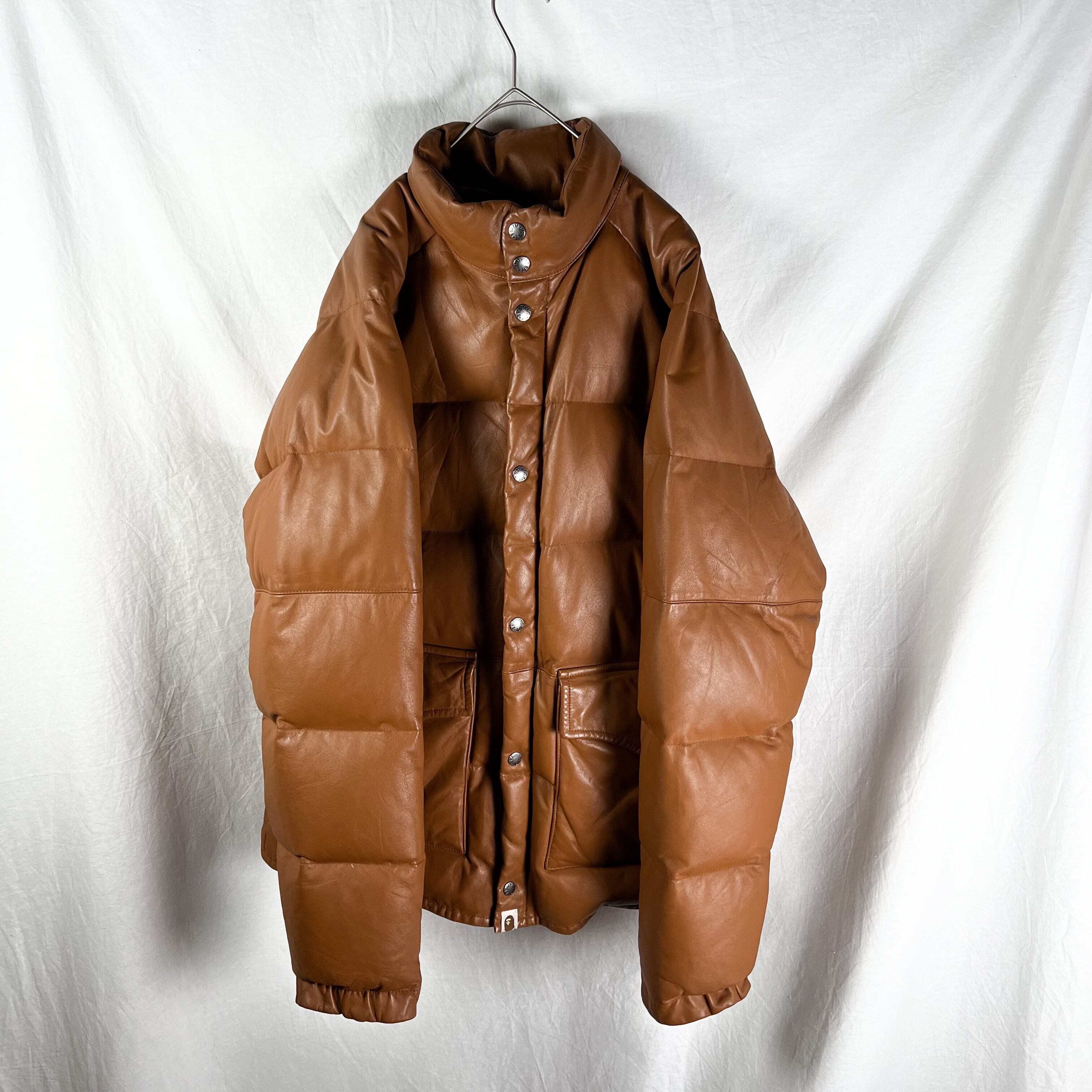 〔a bathing ape〕LEATHER CLASSIC DOWN JACKET -peel slowly and see-