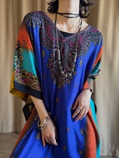 tribal metal long necklace-5147-8