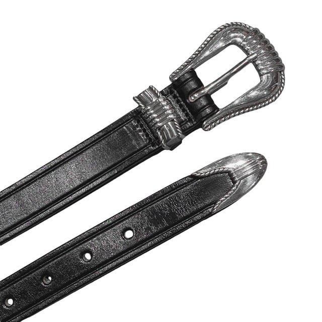 TORY Leatherブラックレザーウエスタンベルト シルバーバックル TORY LEATHER / 3-PIECE SILVER BUCKL BELT BLACK OAKBARK - Made in