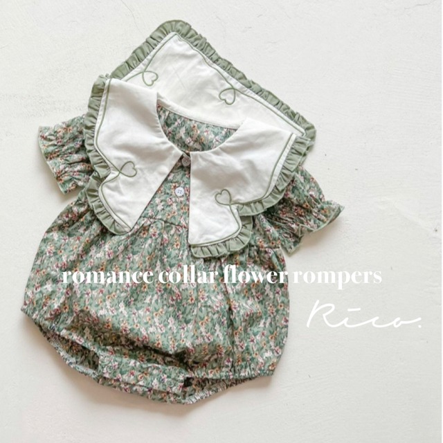 《一部即納》romance collar flower rompers