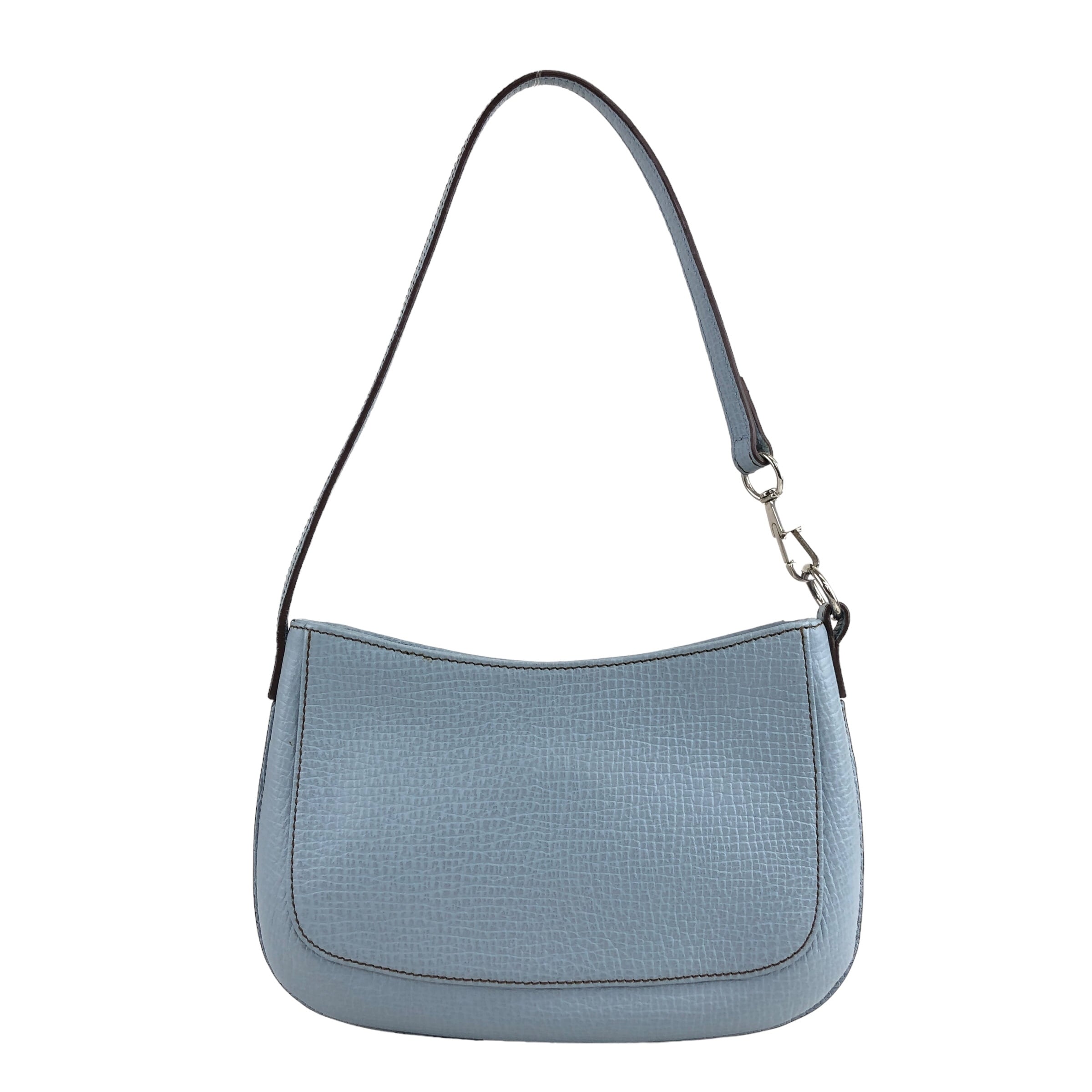 LOEWE ロエベ ハンドバッグ ライトブルー ロゴ型押し レザー