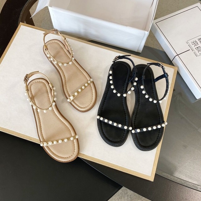 ◆予約◆パールストラップサンダル（ご注文から1-2週間程でお届け）