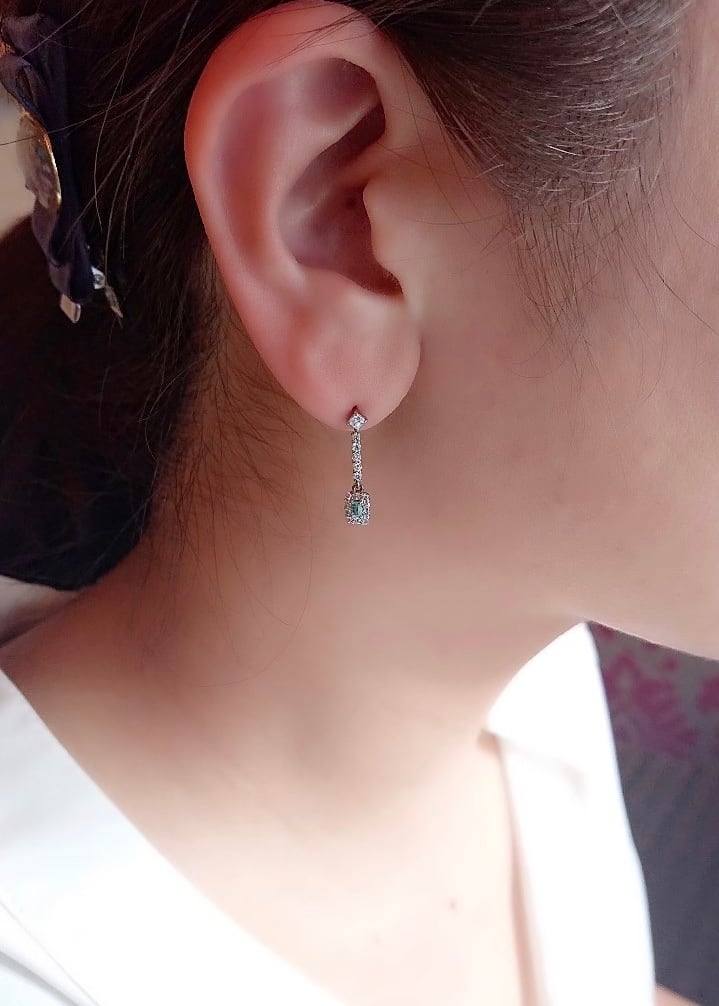 PT 900 パライバトルマリン＆ダイヤモンドピアス ○ | 株式会社