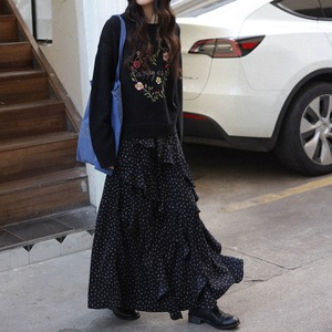 flower-embroidered knit　J00443