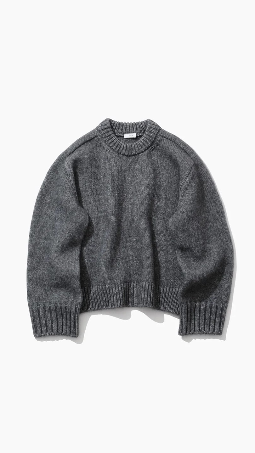 ATON -YAK WOOL | MOCKNECK SWEATER- : GRAY,