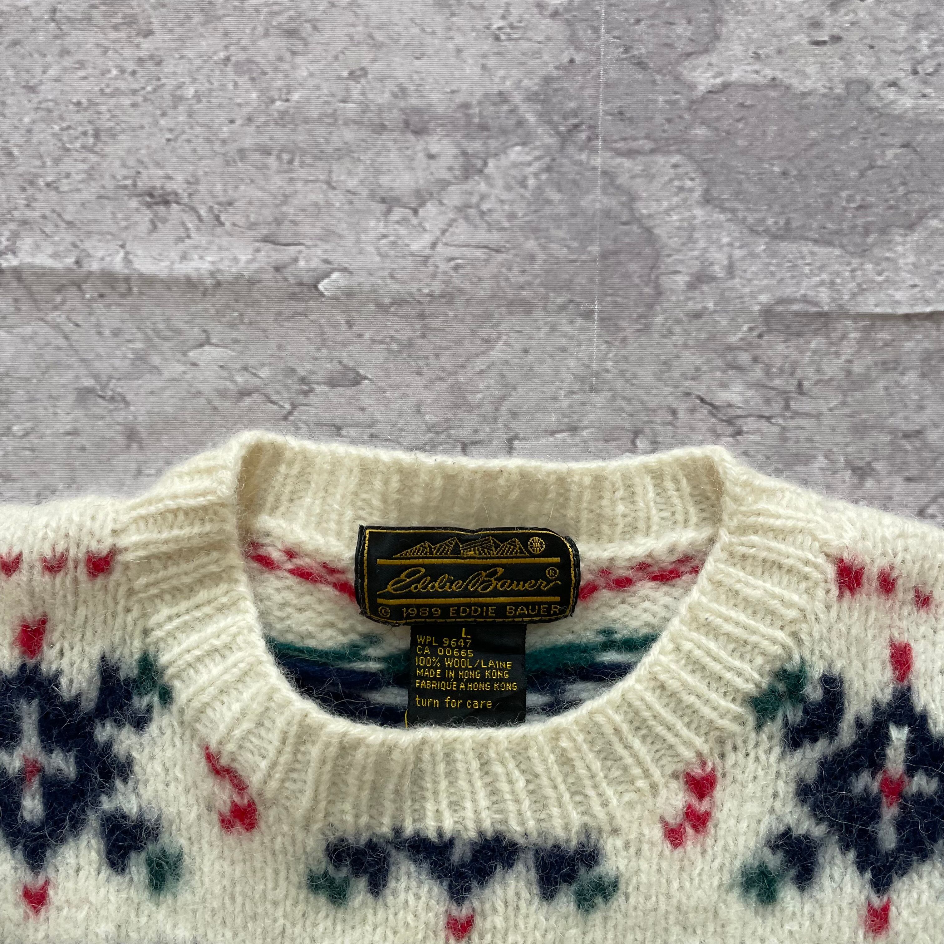 80s Eddie Bauer knit ノルディック　100%wool XL