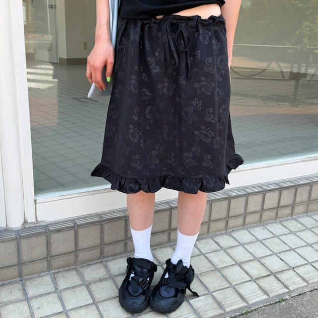 ヴィンテージフラワー膝丈フリルスカート_LN03915