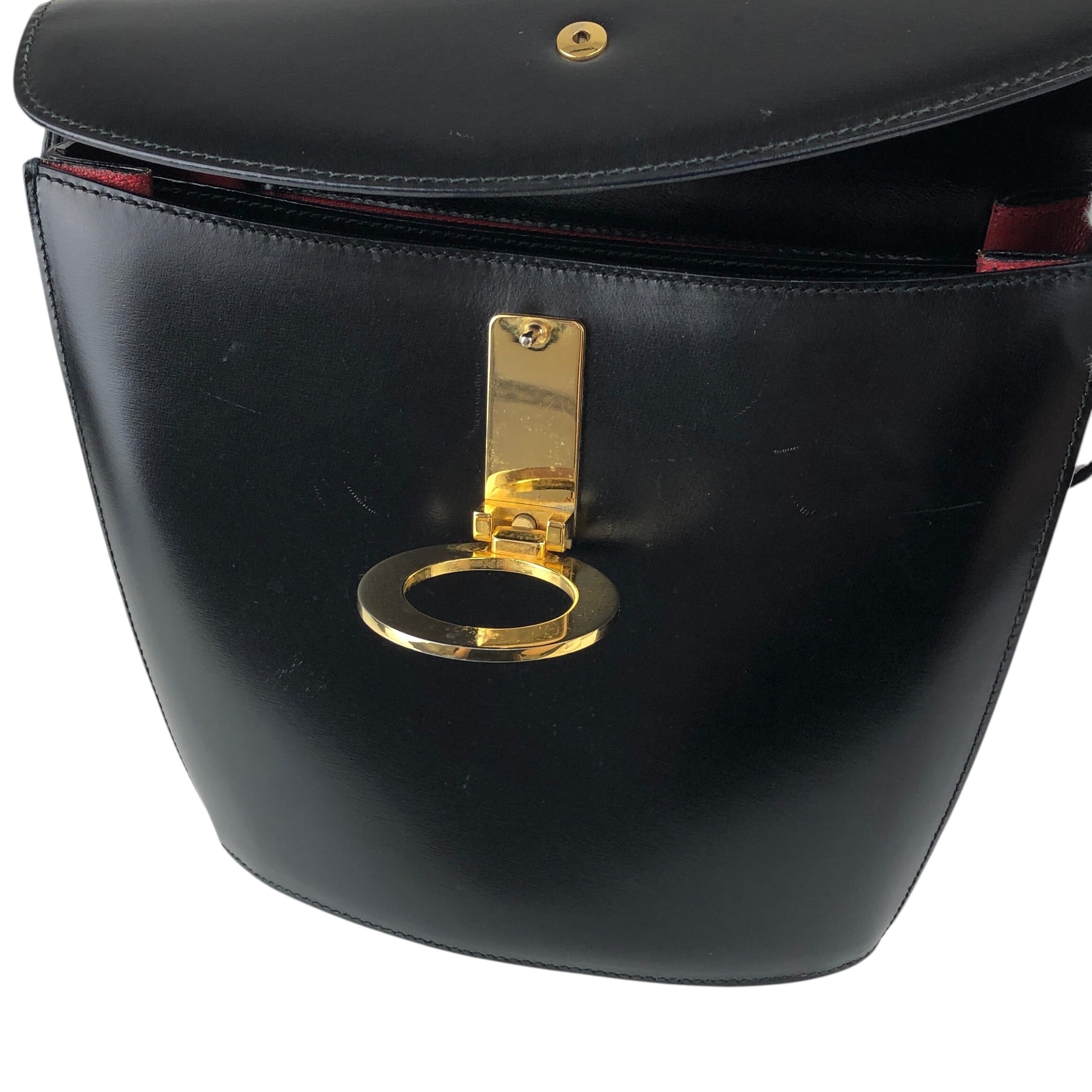 CELINE セリーヌ ショルダーバッグ ブラック ロゴ サークル レザー