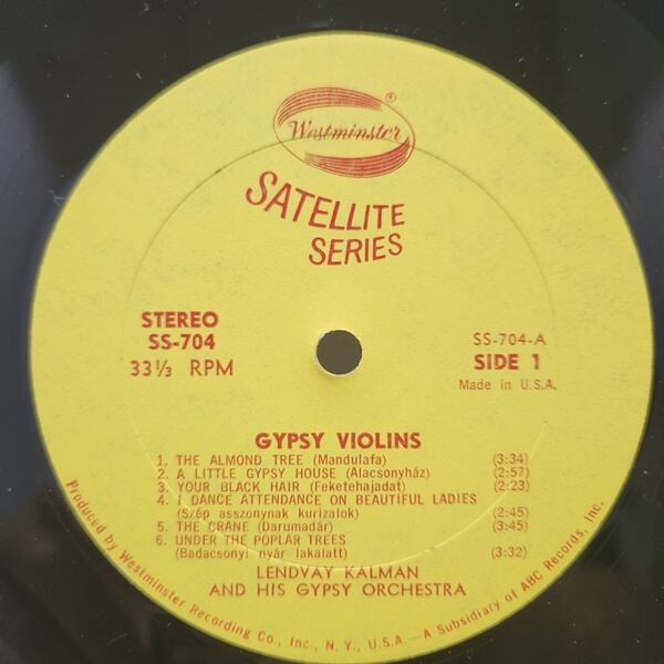 Kalman Lendvay And His Gypsy Orchestra / Gypsy Violins [SS-704] - 画像3