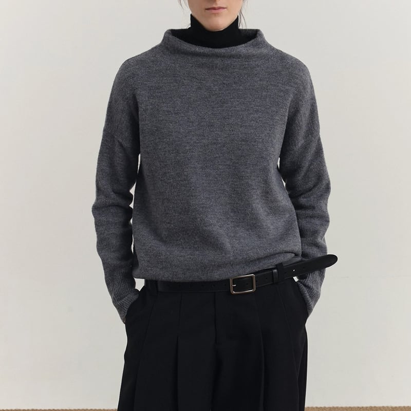 モックネック 長袖 ミドル丈 ニット 2color MTO0470