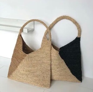 【2color】バイカラーショルダーストローバッグ