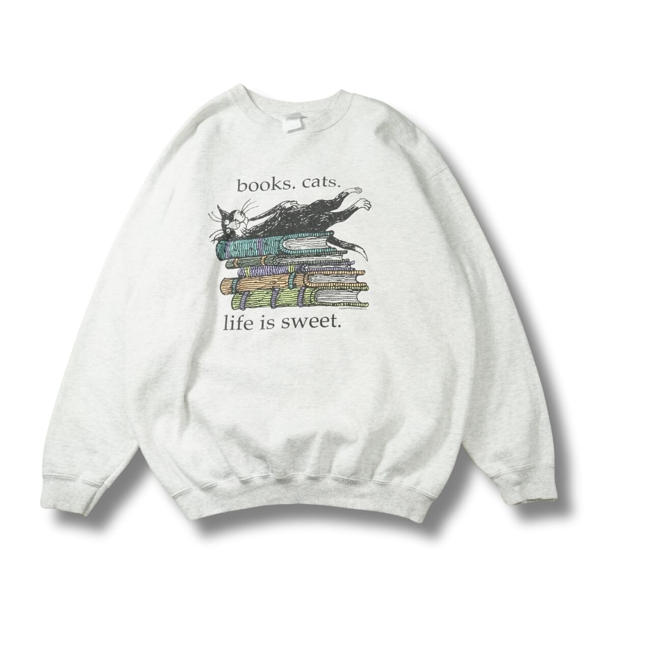 Edward Gorey エドワードゴーリー books.cats. プリント クルーネックスウェット(表記L・実寸L相当)|NA472
