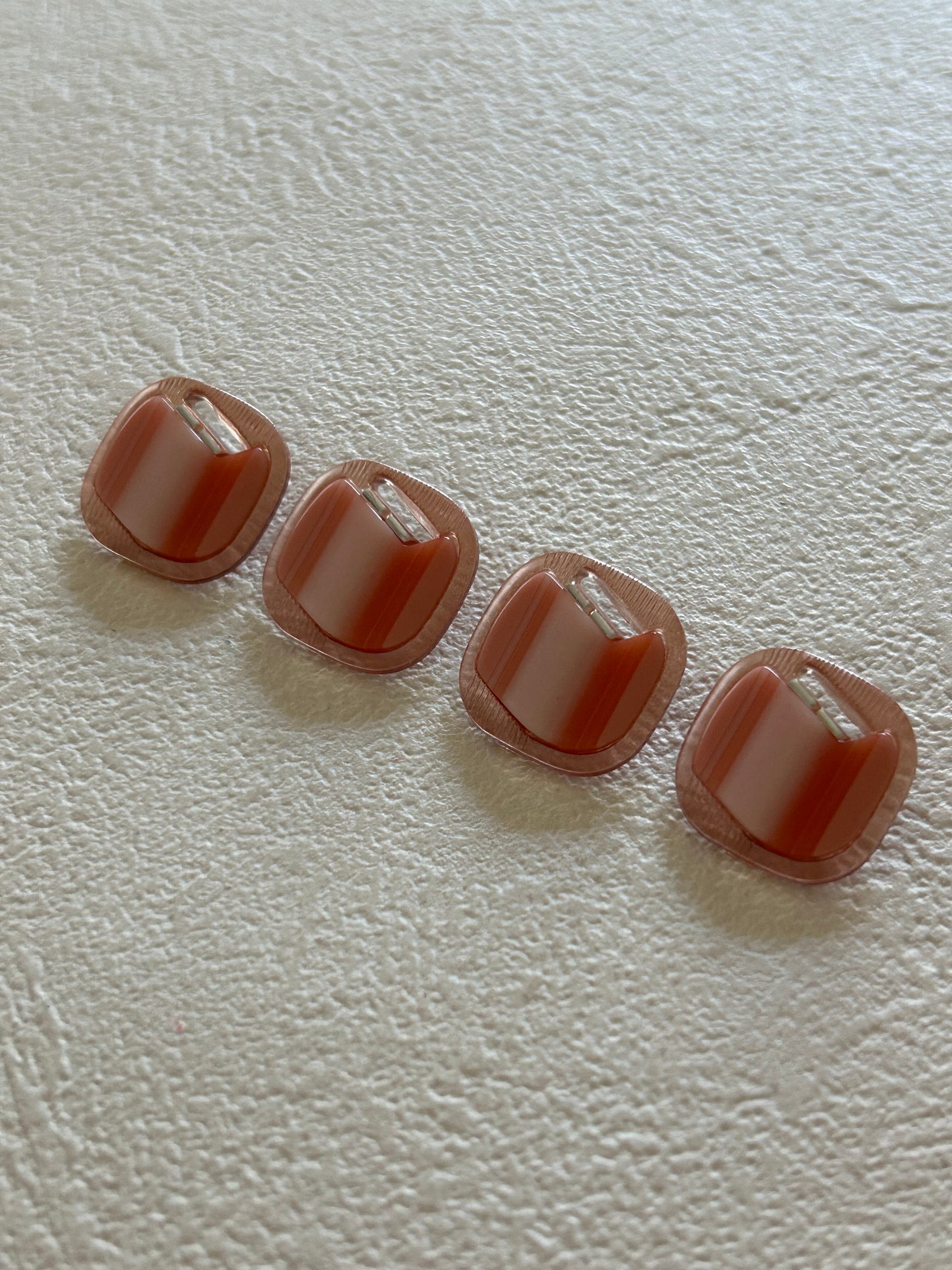 Japanese Vintage ボタン ピンク 15mm 角なしスクウェア型 プラスチックボタン レトロ アクセサリーパーツ