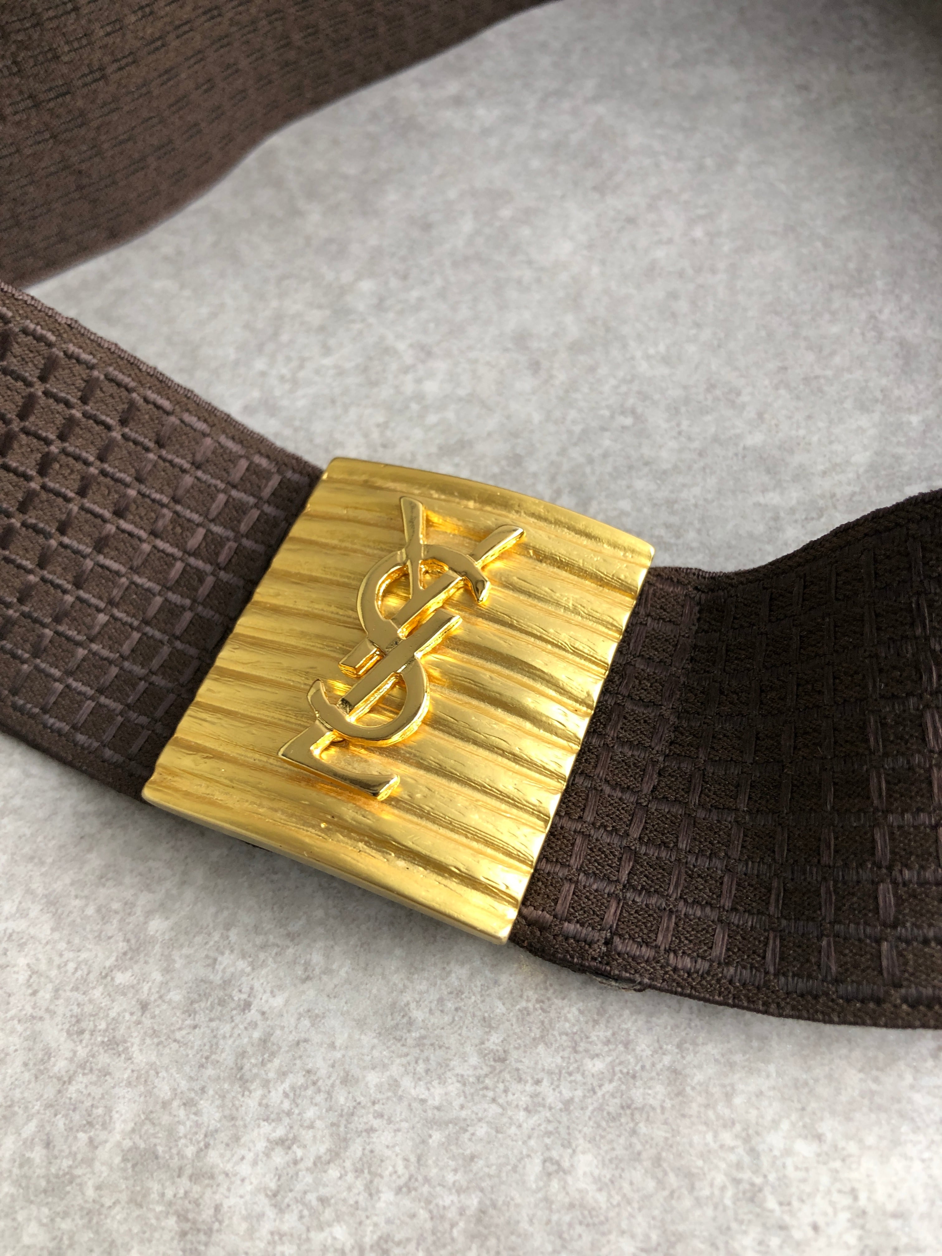 Yves Saint Laurent イヴ・サンローラン ベルト ゴールド ブラウン YSL