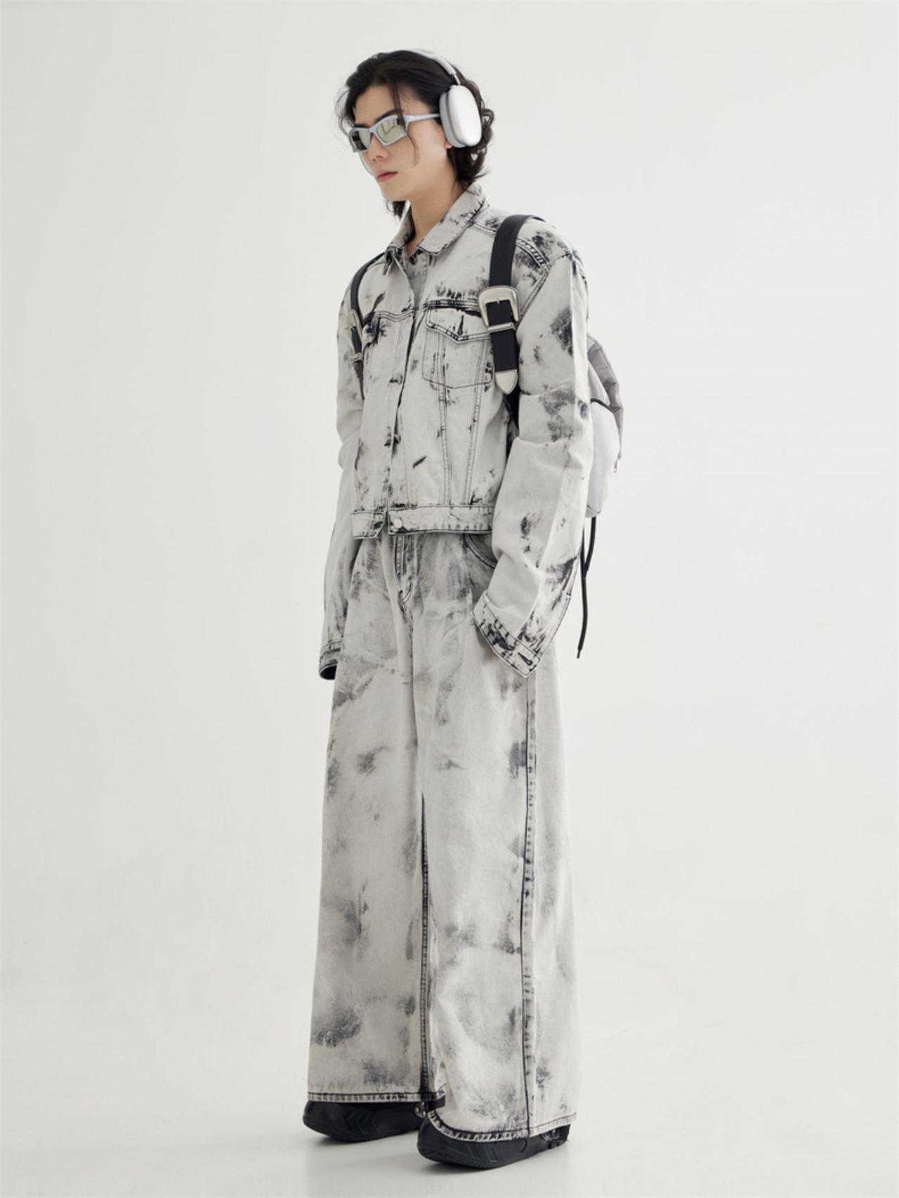【PEOPLESTYLE 】vintage tie-dye oversize denim jacket