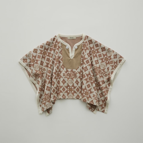 eLfinFolk(エルフィンフォルク)/ Eight Star Jaquard Poncho / beige / 90,110,130cm