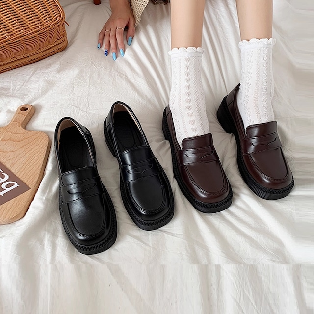 【送料無料】 ローファー 2色 革靴 靴 シューズ 丸トゥ PU レザー エレガント 可愛い 大人可愛い きれいめ シンプル カジュアル シック コンサバ 華やか 大人 上品 おしゃれ レトロ 主役級 こなれ感 高見え 無地 秋 お呼ばれ レディース 女性用 20代 30代 40代 オフィス ビジネス OL 通勤 デート お出かけ 女子会 休日 お茶会 授業参観 デイリーユース 普段使い ファッション コーデ スタイル 楽ちん 歩きやすい ブラック ブラウン 大人カラー ベイクドカラー 秋カラー