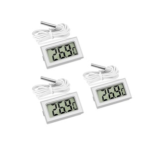 【新着特価】デジタルLCD温度計 温度計-50℃〜110℃ プローブ付き 爬虫類テラリウム魚タンク冷蔵庫用 水槽 水温管理 水族館温度計 (ホワイト 3個セット)