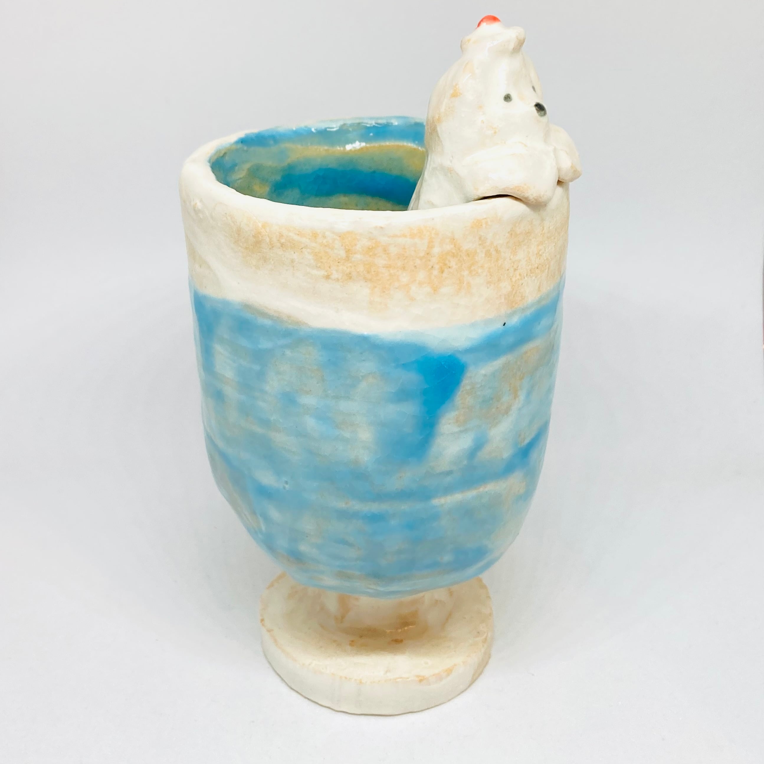しろくまクリームソーダの花瓶/ すずきたまみ / 陶芸作品