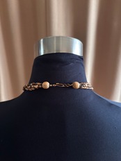 ethnic wood bead statement long necklace-5143-8