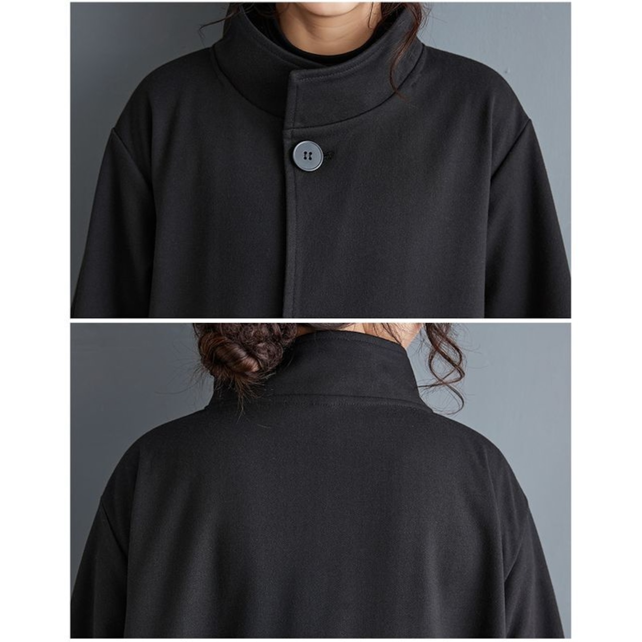 アシンメトリーヘム スタンドカラー コート 60040