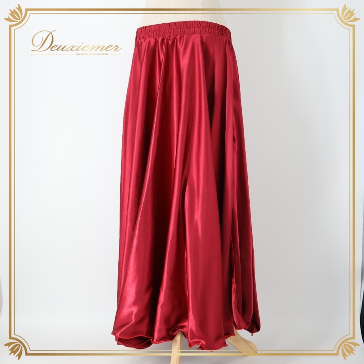 ベリーダンス オリエンタル 衣装 スカート レッド系 無地 シンプル 練習 レッスン 赤 光沢 アーム アーム飾り 腕飾り 鮮やか 上品 スリット ダンス衣装 イベント ステージ おしゃれ